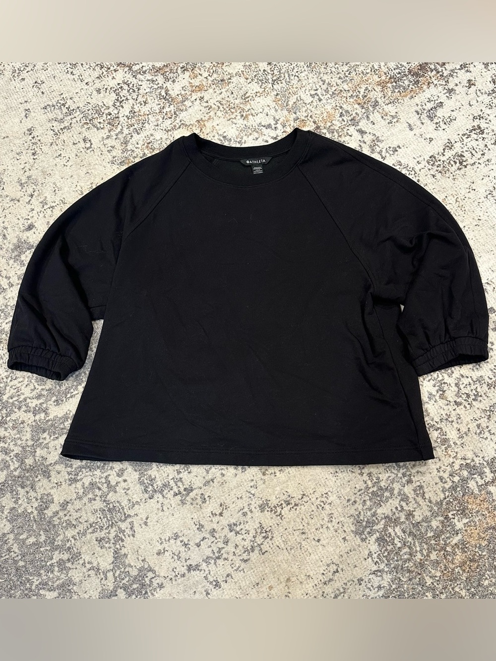 EUC Athleta Black Retroterry 3/4 Sleeve Sweatshirt--Sz Large
